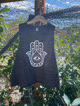 Load image into Gallery viewer, Heather Charcoal Hamsa Racerback Cropped Tank