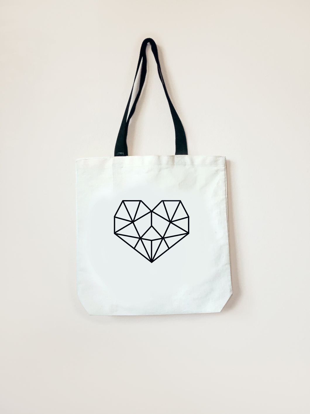 Black Crystallized Heart Recycled Cotton Canvas Tote Bag