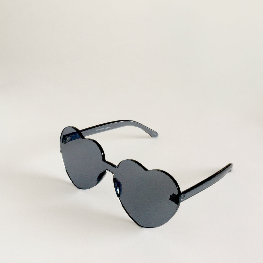 Black Heart-shaped Rimless Blocky Sunglasses