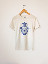 Load image into Gallery viewer, Blue Women&#39;s Hamsa Hand Tee
