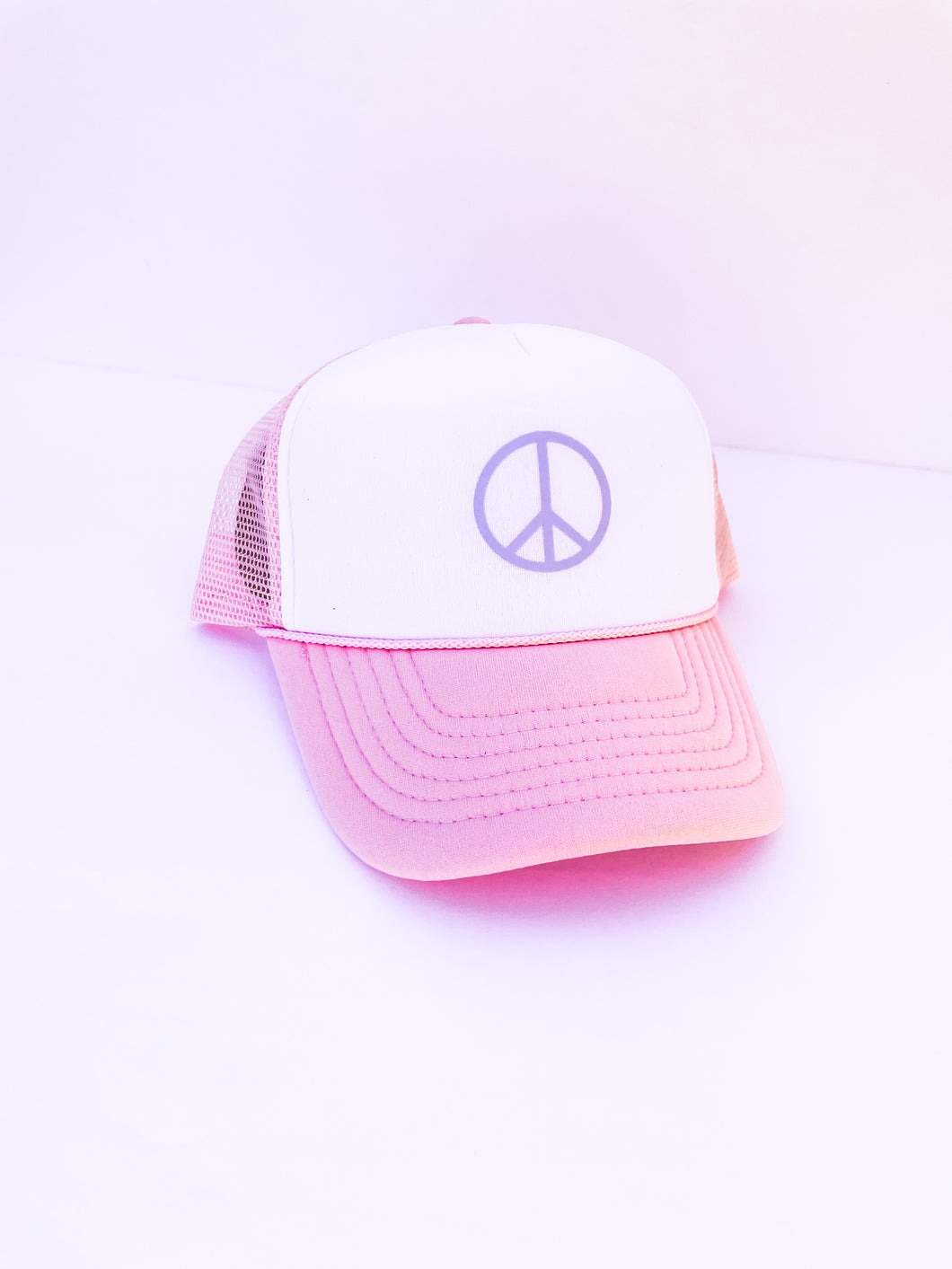 KIDS Pink Peace Sign Trucker Hat