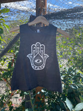 Load image into Gallery viewer, Heather Charcoal Hamsa Racerback Cropped Tank
