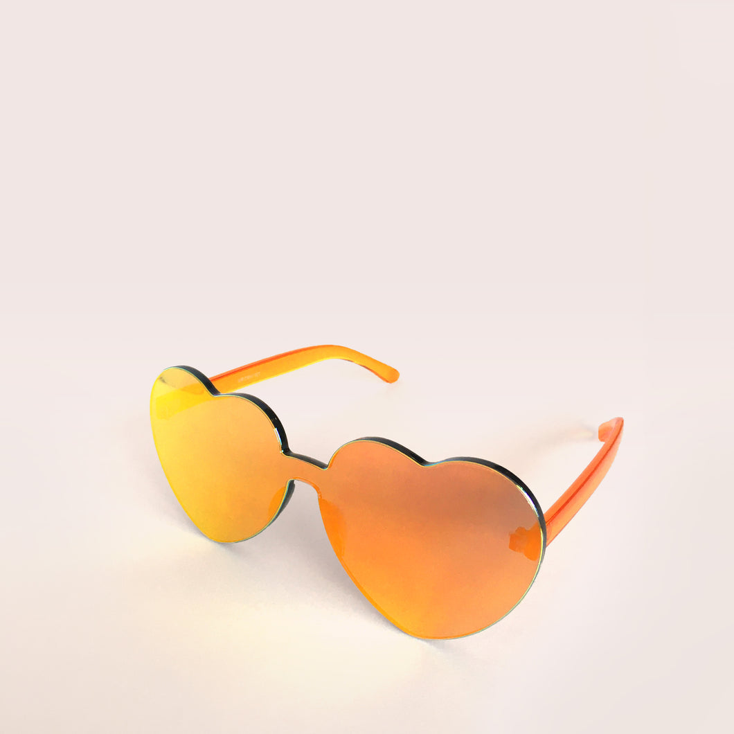 Orange REFLECTIVE Rimless Blocky Heart Glasses