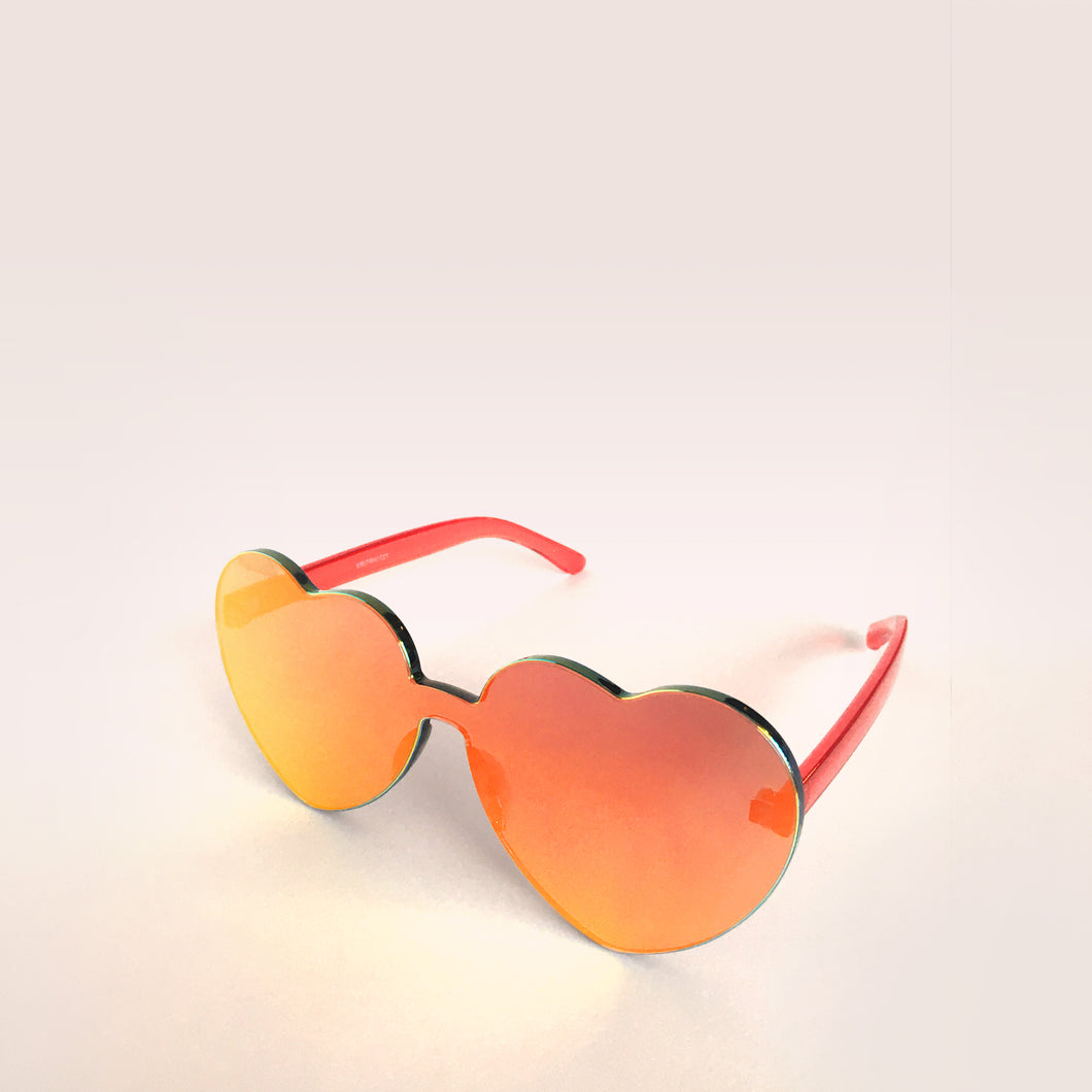 Red REFLECTIVE Rimless Blocky Heart Glasses