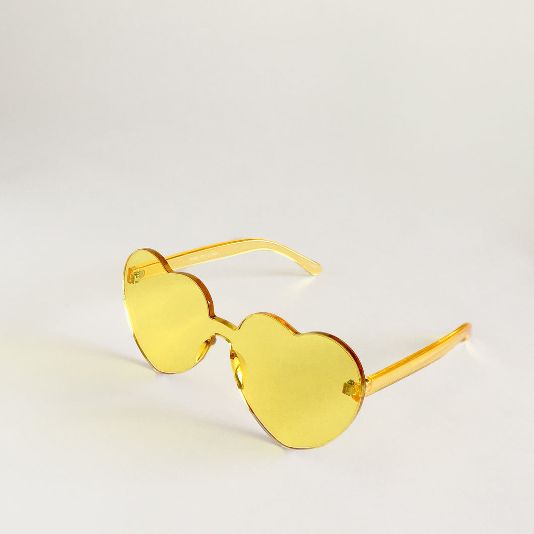 Yellow Heart-shaped Rimless Blocky Sunglasses